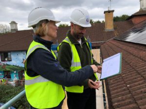 BEC staff visit the rooftop solar installation at Deerhurst, Brunelcare.